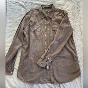 Men’s Eddie Bauer Classic Fit Brown Flannel Button Up EUC Long Sleeve Shirt XLT